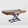 Electric height adjustable length expandable wooden folding table
