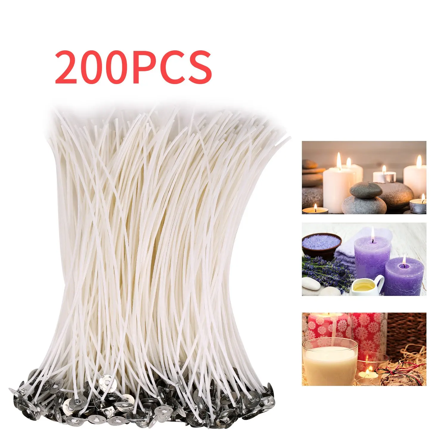 12cm 100PCS Candle Wicks Cotton Core Candle Making Accessory Candle Wick Centering Device Natural Candle Wicks with Tabs 100/% Natural Low Smoke Pre-Waxed for Candle Making