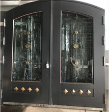 Ad arco porte in ferro battuto doppio ingresso frontale esterna porte di ingresso principale porta di vetro di design