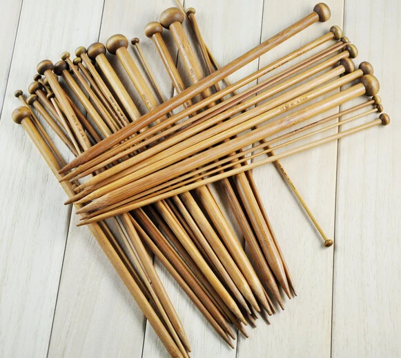 36PCS//Set 18 Sizes Single Pointed Carbonized Bamboo Knitting Needles 2mm 10mm D