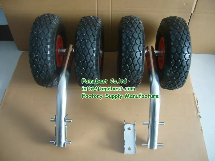 DUAL Launching Wheels for boat dinghy STAINLESS QUICK RELEASE SPRING LOADED 