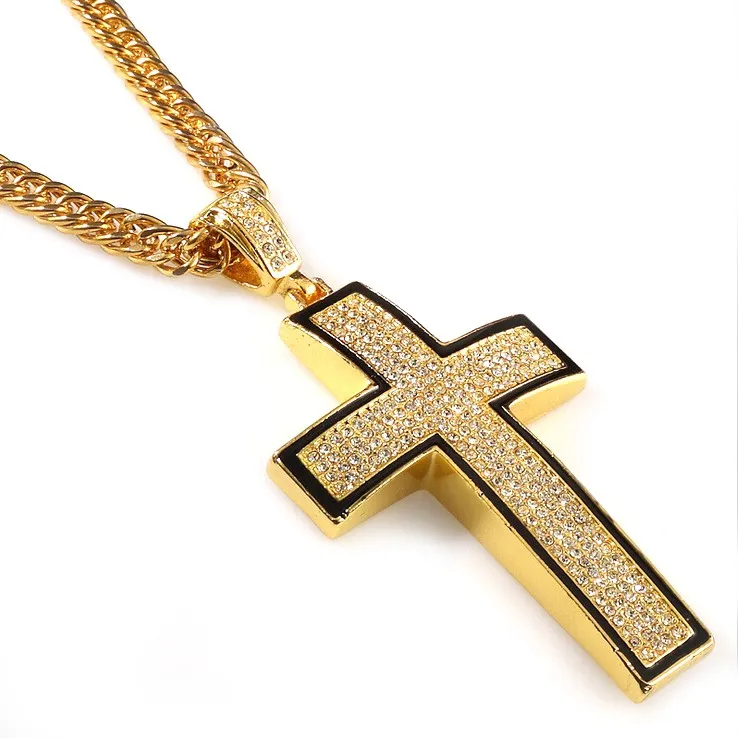 Men's Large Hiphop Micro Paved Cross Pendant Necklace - Buy Cross ...