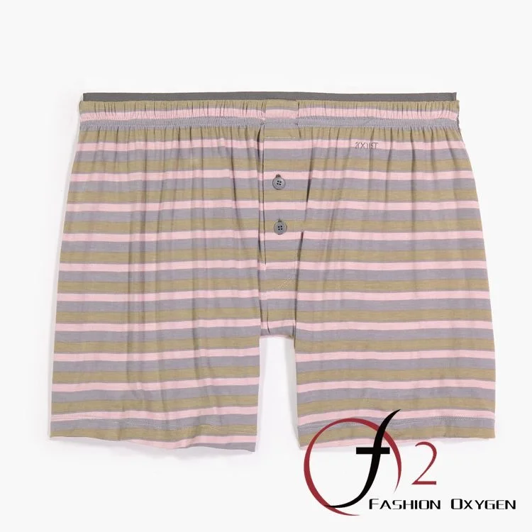 Male comfortable underwear modal striped boxers button fly boxer shorts old man underwear  (2).jpg