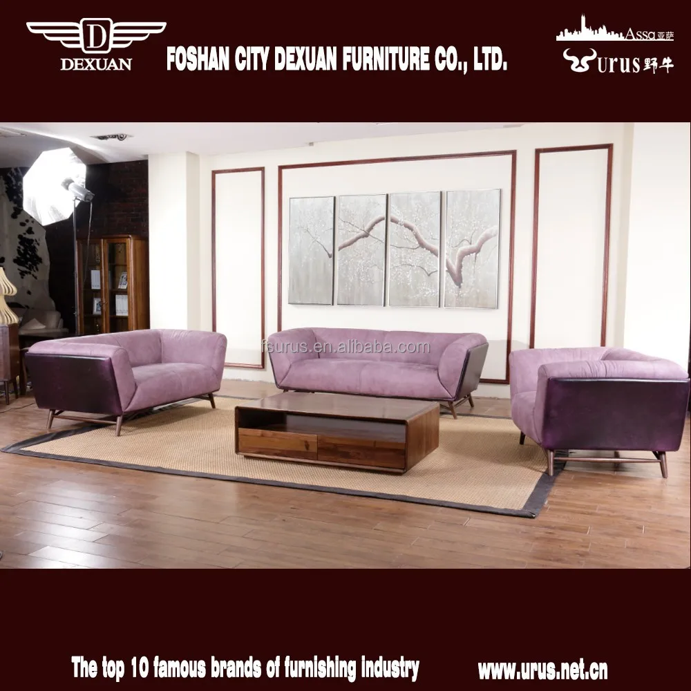 Comfortabele woonkamer sofa meubels nubuck leer paars bankstel dx ...