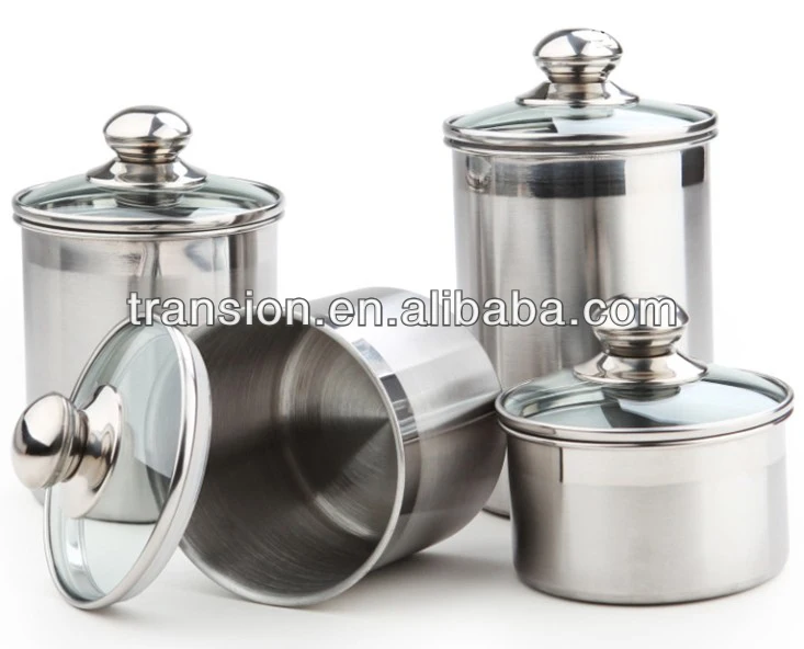 Stainless Steel Air Canister Food Container With Gl Lid Stainless Steel Air Canister Food