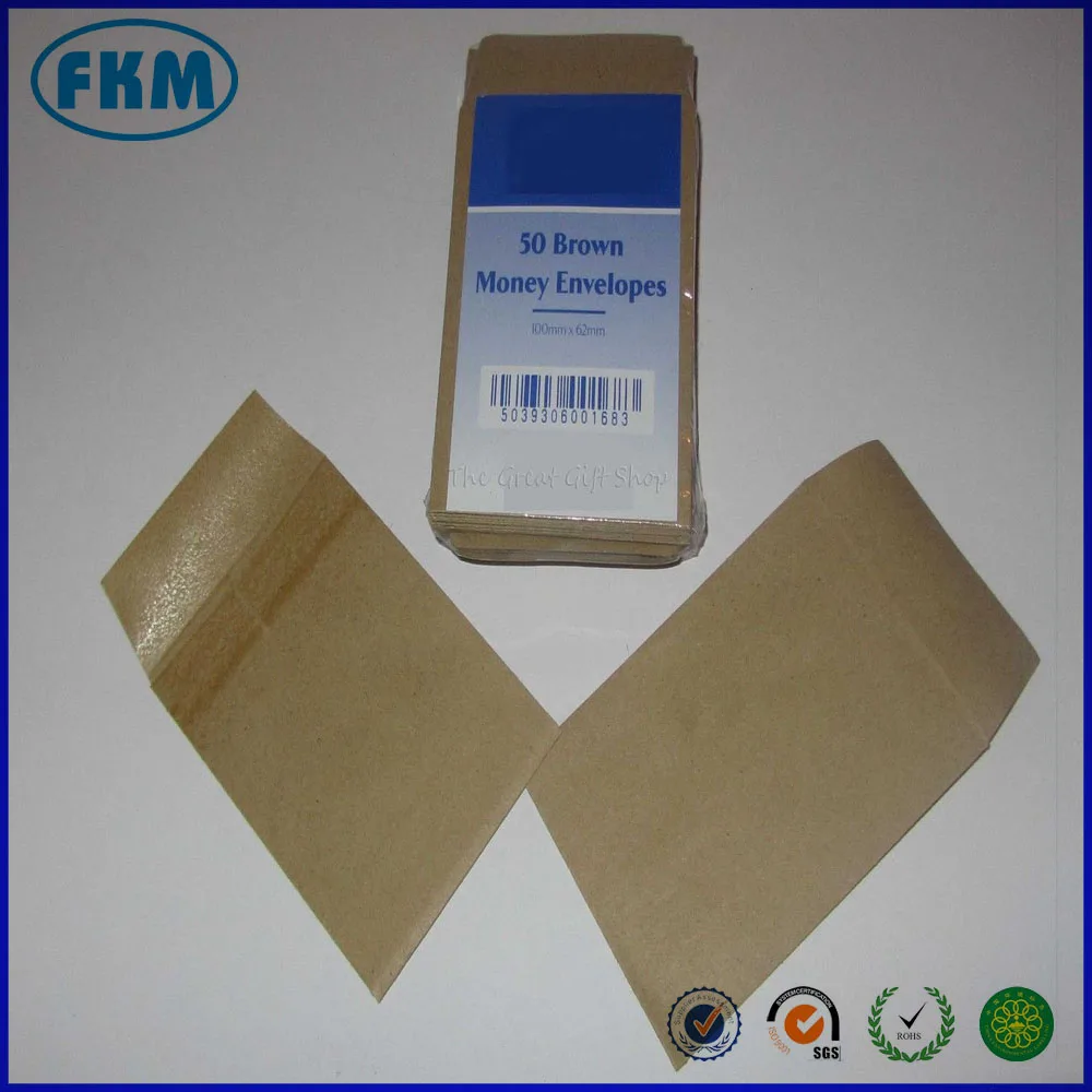 Small Brown Money Envelopes 100mm X 65mm Dinner/pocket Money Teeth