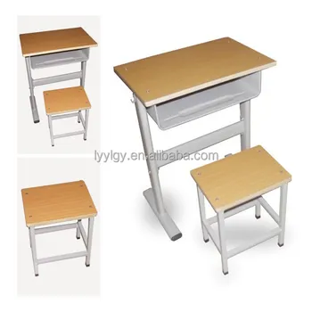 Cheap Price Standard Size Of School Desk Chair With Wooden Top