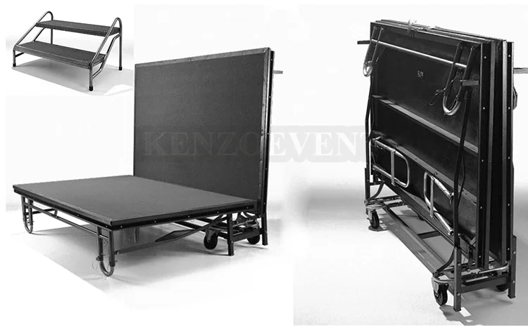 Durable portable steel frame collapsible platform moving stage