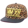 OEM and ODM your own leather brim leopard print snapback hats with 3d embroidery logo