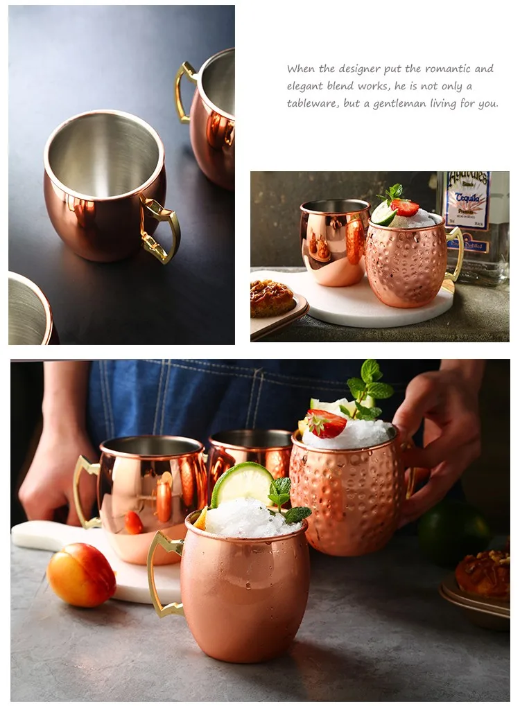 Wholesale 17oz Copper Beer Moscow Mule Stainless steel Mug with Handgrip