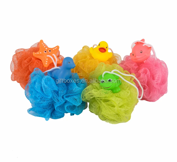 Hot Sell Net Bath Soft Mesh Baby Loofah Sponge With Animal Toys Buy