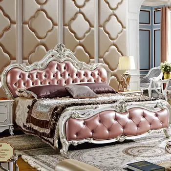 Deep Pink Color Crown Mark Furniture New Renaissance Style King Bed Buy New Renaissance Style King Bed European Style Platform Beds Cbmmart Luxury