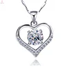 Women Whosale Sterling Silver Zircon Heart Pendant Necklace