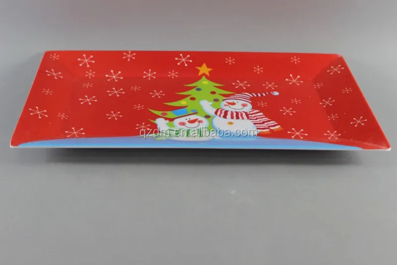 Christmas Melamine Rectangle Plate Plastic XMAS Tray
