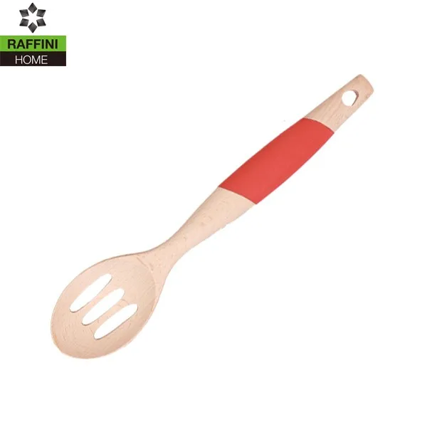 FSC/FDA Durable Kitchen Utensil Wood Slotted Spoon