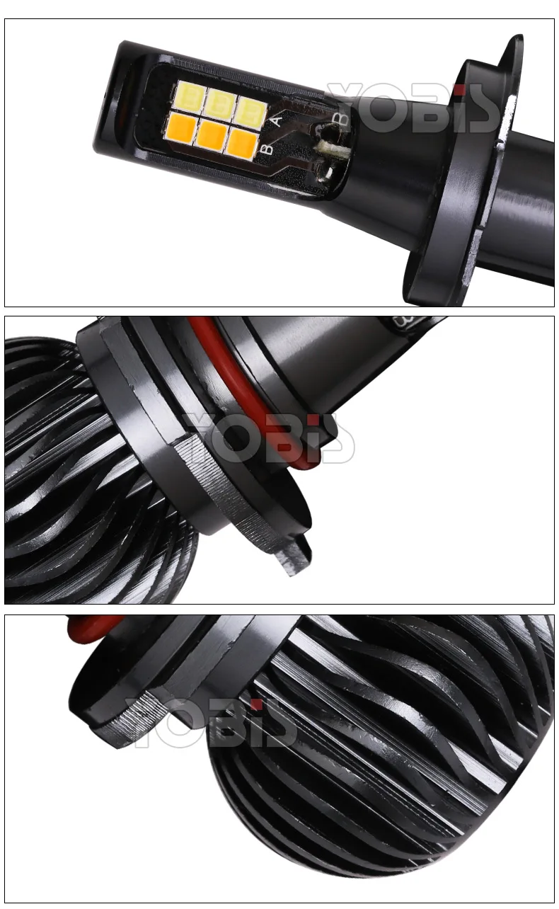 Auto H4 Led Fog Lights Lamps Replacement Dual Color In 1 (6000k/3000k