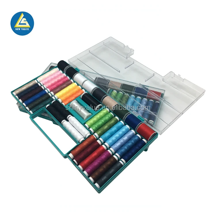 Big Plastic Sewing Kit Box With 45pcs Polyester Sewing Thread Buy