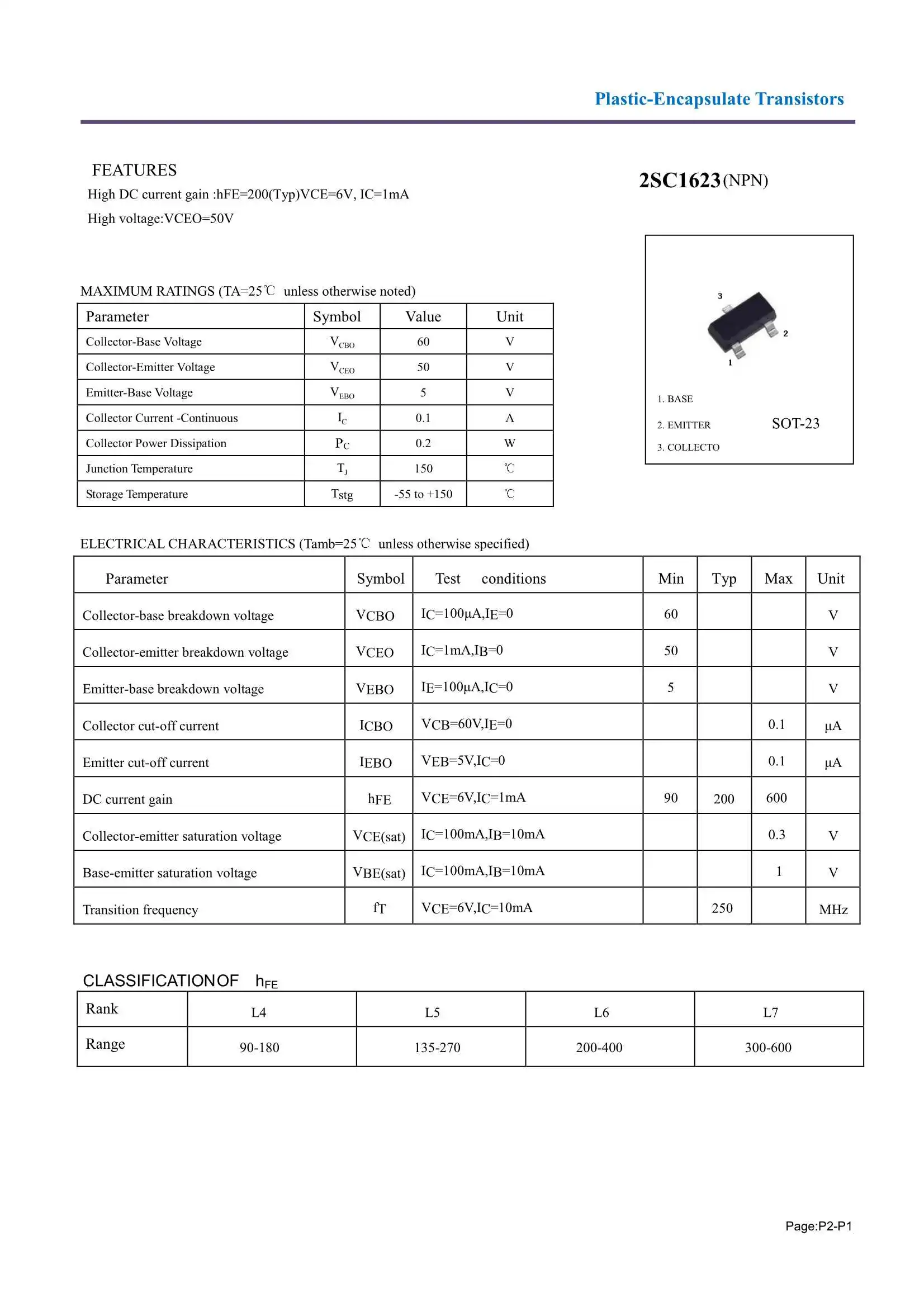 Underquote Triode Mosfet Transistor 2sc1623 Sot23 Smd 2sc1623-l6 Sot-23 ...