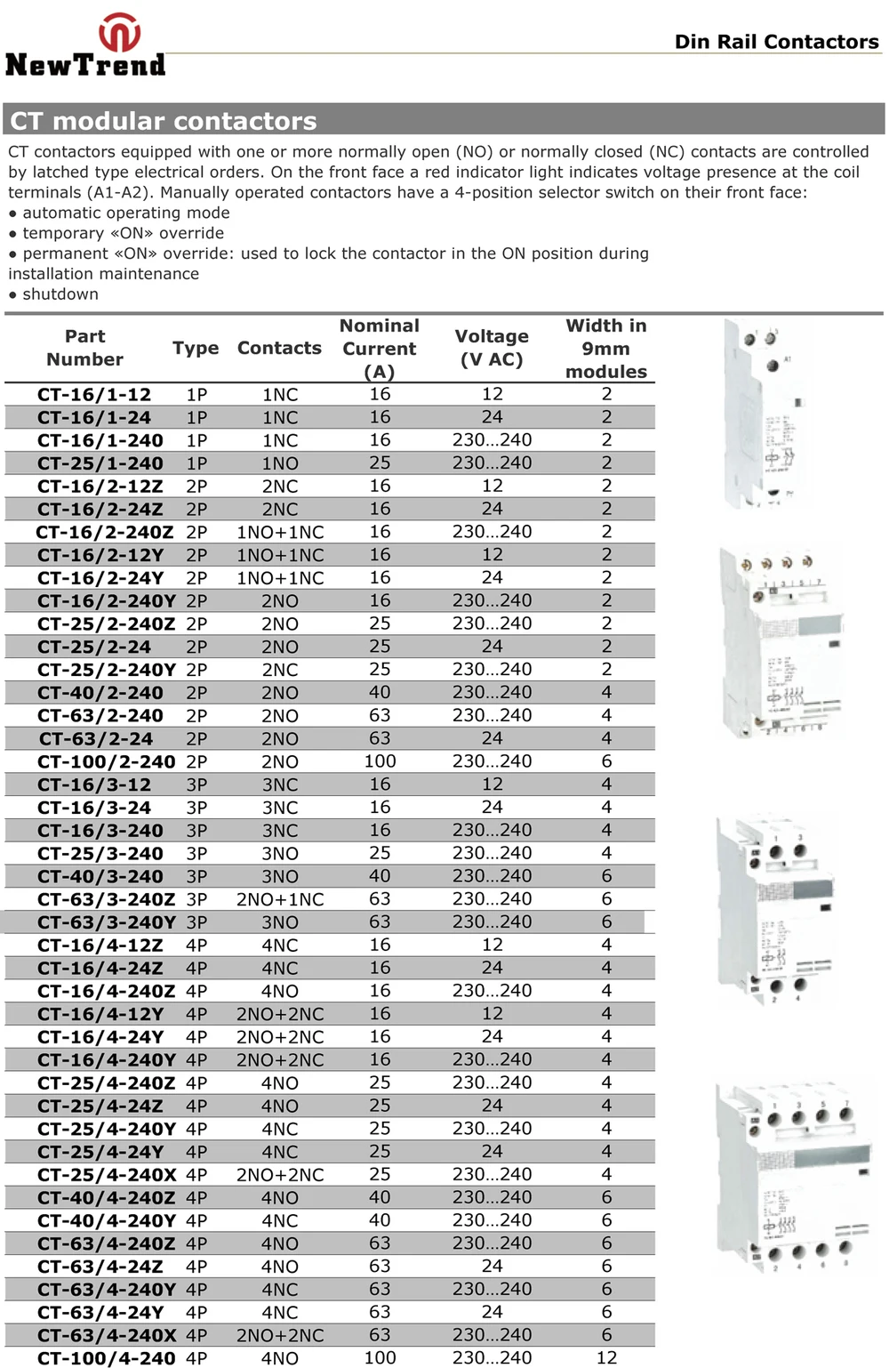 CT LNC1 Din rail Household Contactor 1P 2P 3P 4P 16A 25A 40A 63A EKF KM Home Contactor CT Modular Contactor