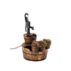 Indoor 2 Tier Wooden Barrel Water Feature With Pot