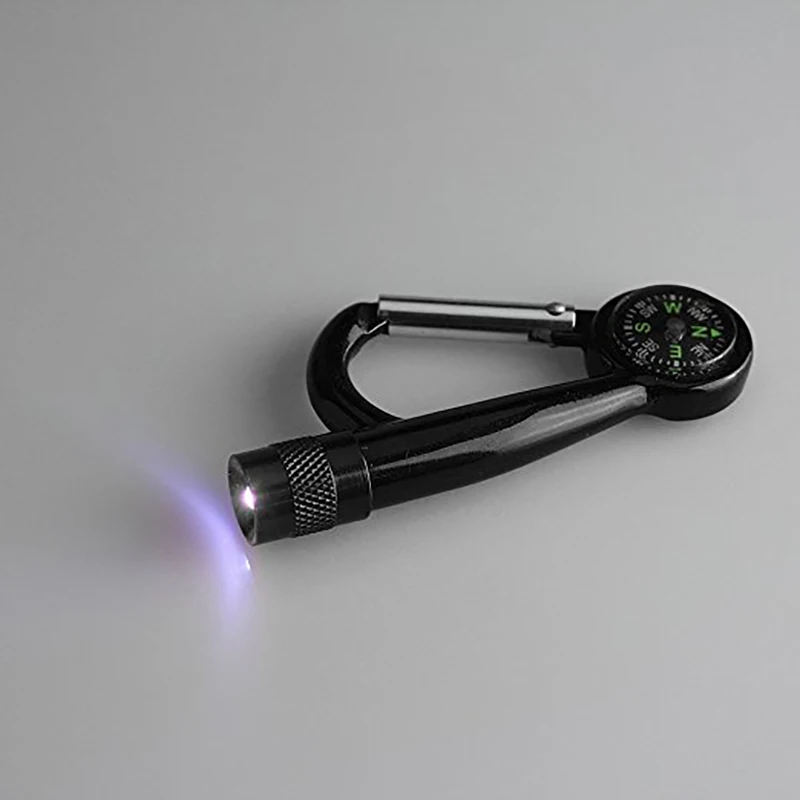 Aluminium mini carabiner LED Flashlight/Torch/hand light with compass