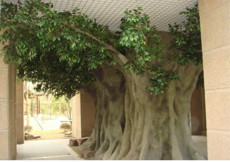 Guangzhou Wholesale Indoor Artificial Banyan Ficus Tree,Real Wooden