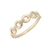 LOZRUNVE Gold Jewelry Ladies CZ Diamond Chain Link Ring 925 Silver