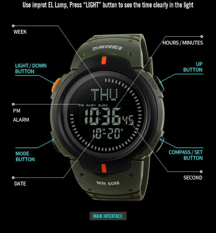 skmei led watch manual