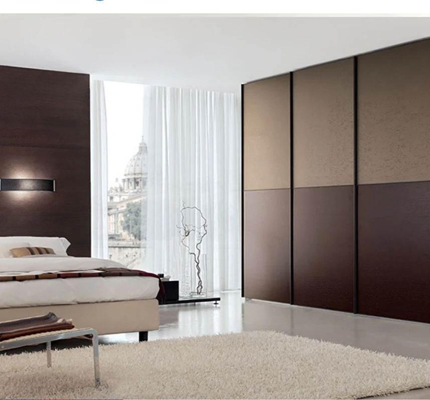 Foshan Zhihua Black Oak Acrylic Mdf Wardrobe Sliding Door