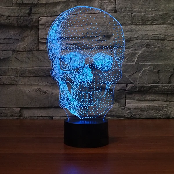 led skull table lamp