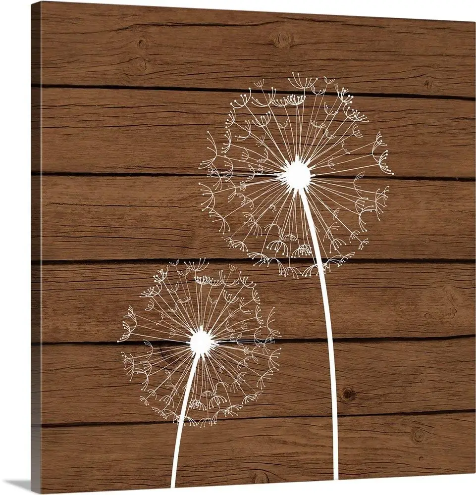 greatBIGcanvas Gallery-Wrapped Canvas entitled Dandelion Brown Wood III by Tamara Robinson 30"x30"