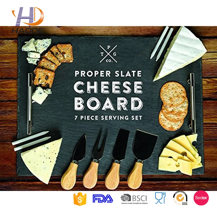 Slate Cheese Board Wholesale 7 Pc Serving Tray Set 16"x12" Large