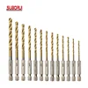13 pcs/lot Reduce Walking HSS High Speed Steel Titanium Coated 1/4 Inch Hex Shank Drill Bits For Metal Drilling
