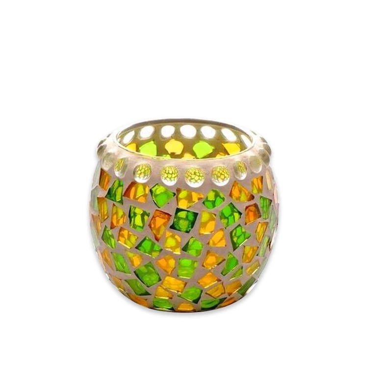 Ivory Tall Beautiful Goblet Mosaic Glass Candle Holder Buy Ivory Tall