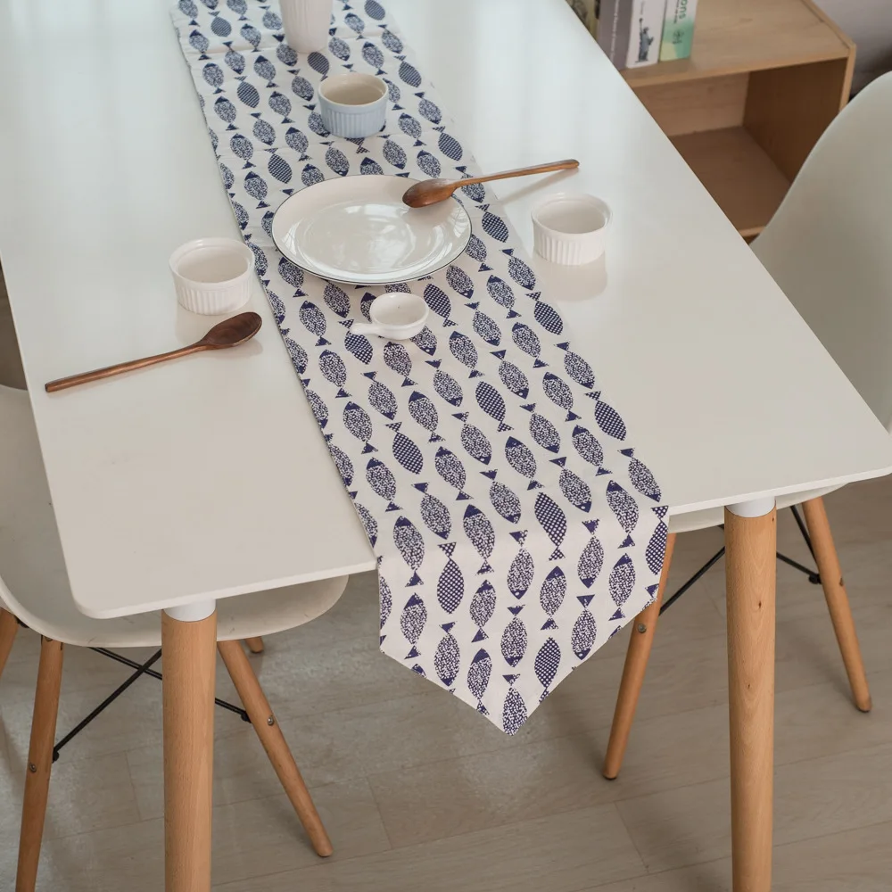 Japanese Style Linen Cotton Simple Woven Fish Pattern Navy Blue Table Runner For Restaurant Buy Linen Table Runner Navy Blue Table Runner Japanese Table Runner Product On Alibaba Com