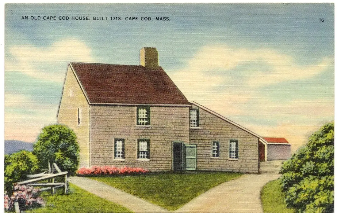 1940s Vintage Postcard An Old Cape Cod House 1940s Vintage Postcard An Old Cape Cod House Machusetts