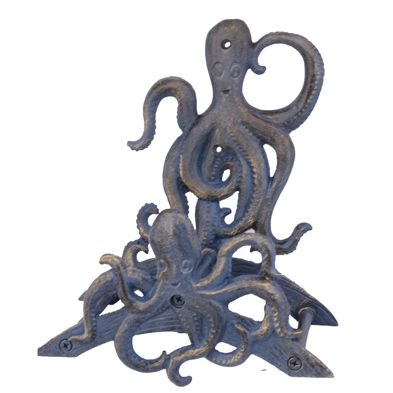 Antique octopus shaped metal hose holder for garden decoration