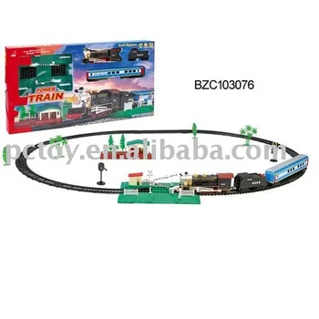 intersecting slot car and train set