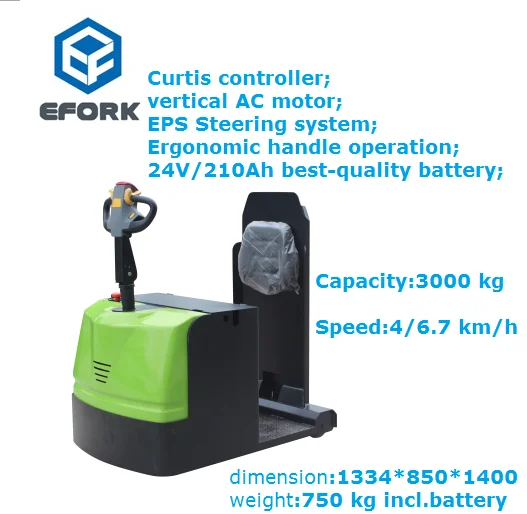3000 Kg 4000 Kg Electric AC Tow Tractor with side removable battery and hand trolley low price