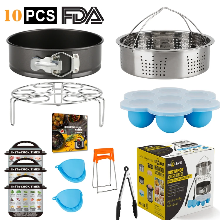 10pcs Instant Pot Accessories Compatible With 5,6,8qt Include Steamer Baskets,Springform Pan