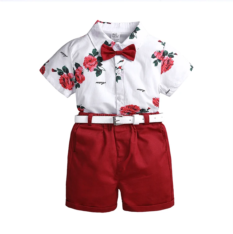 Summer Flower Shirt Shorts Toddler Baby Boy Clothing Sets Kids Clothes ...