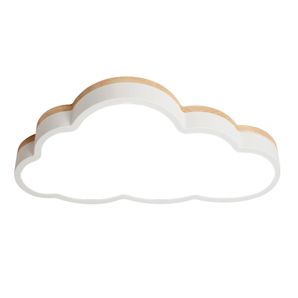 2019 hot selling White/Blue/Pink Cloud Shape high quality Wooden Bottom led Ceiling light for baby room