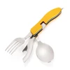 AT6386 Folding Multifunction Colorful Tableware Cutlery Knife Fork And Spoon Travel set For Picnic