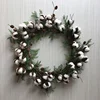 18 Inch Christmas Decorative Dried Cotton Wreath with cypress leaf and small pinecone