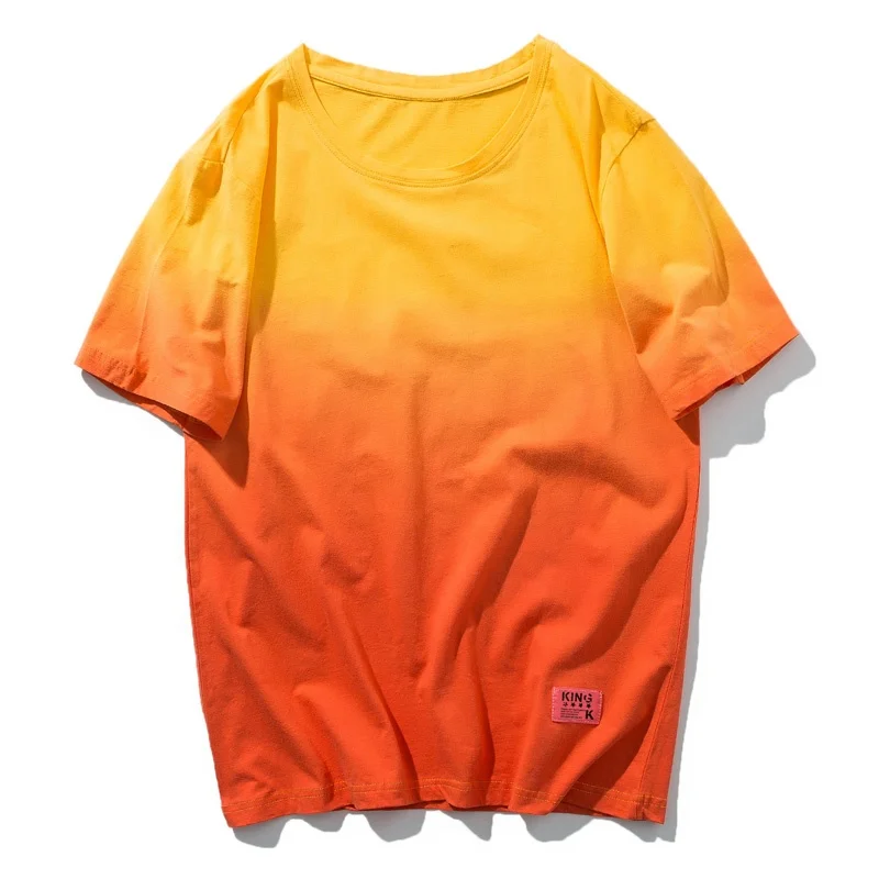 Wholesale Custom Street Wear Gradient Hip Hop Dip Dyed T Shirt T Shirt