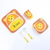 BPA Free Reusable Eco Custom Bamboo Fiber Funny Kids Children's Tableware Set