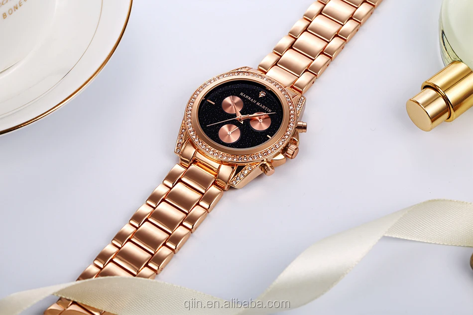 hannah martin gold plated new style femme dress watch stainless