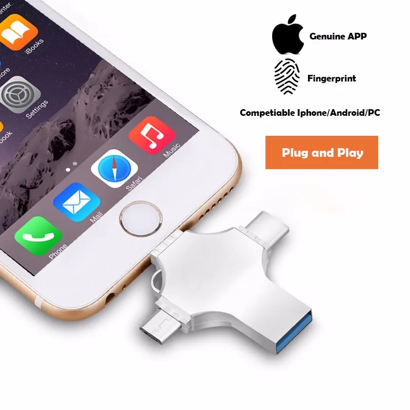 Cheap Customized Logo 4 in 1 Multi-function OTG Metal USB Flash Drive - ANKUX.COM