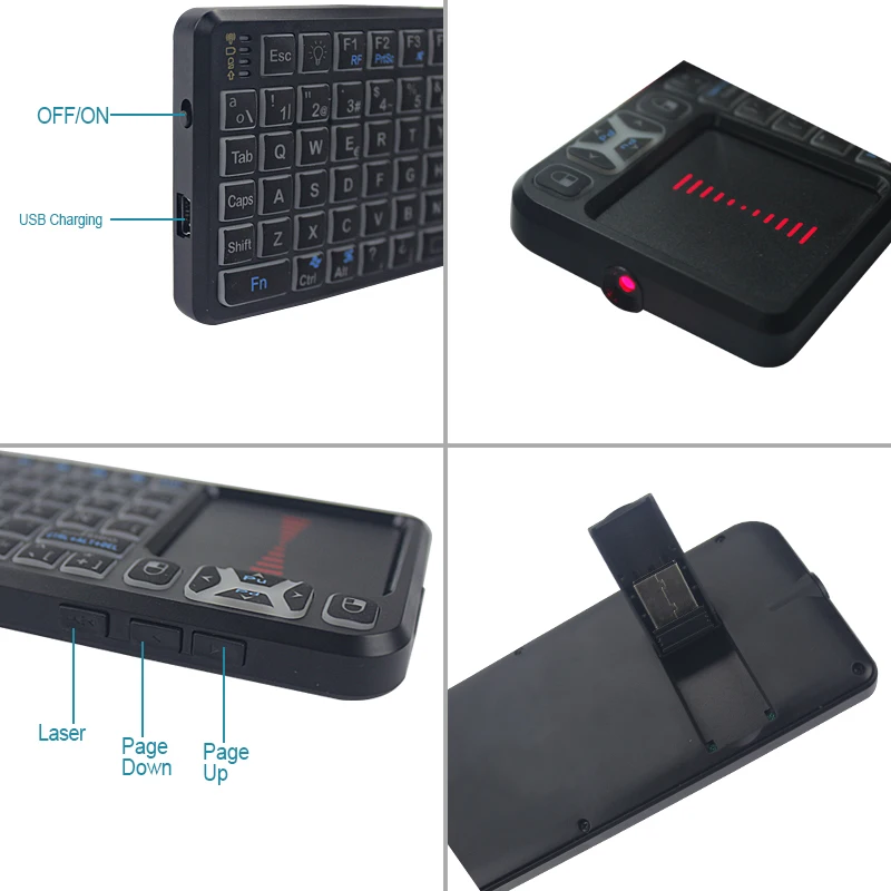 Sungi Wireless Backlight Drivers Usb Mini Keyboard With Touchpad Laser