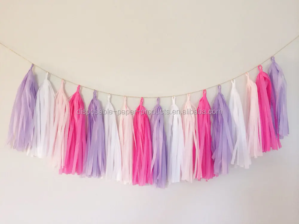 New Tassel Garland Banner Paper Tassel Garland Purple Ombre Wedding Decor,Birthday Party,Photo